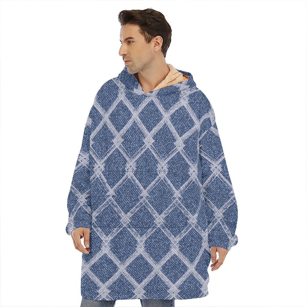 Geometric Denim Jeans Pattern Print Hoodie Blanket