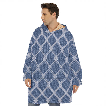 Geometric Denim Jeans Pattern Print Hoodie Blanket