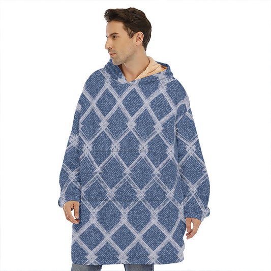 Geometric Denim Jeans Pattern Print Hoodie Blanket