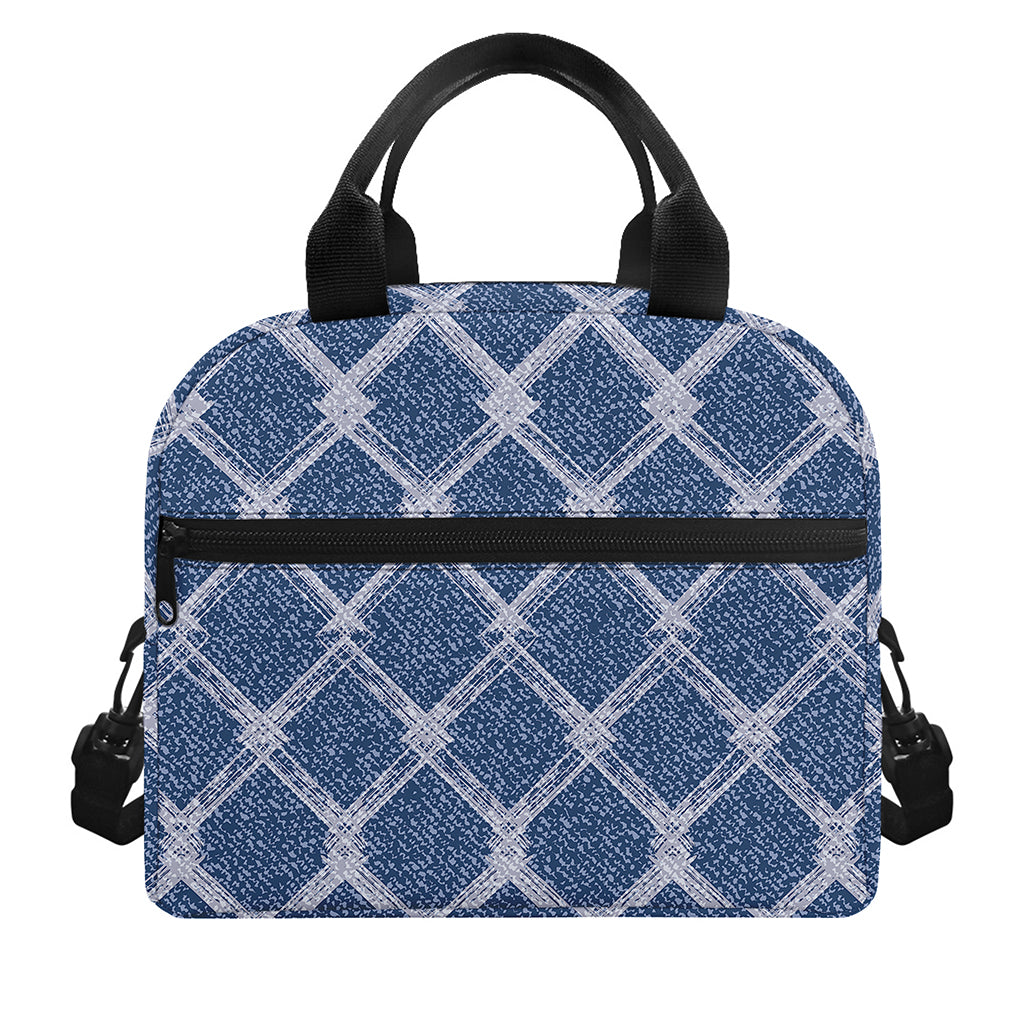 Geometric Denim Jeans Pattern Print Insulated Lunch Bag