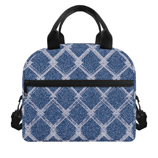 Geometric Denim Jeans Pattern Print Insulated Lunch Bag