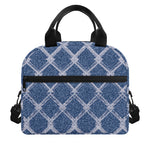 Geometric Denim Jeans Pattern Print Insulated Lunch Bag