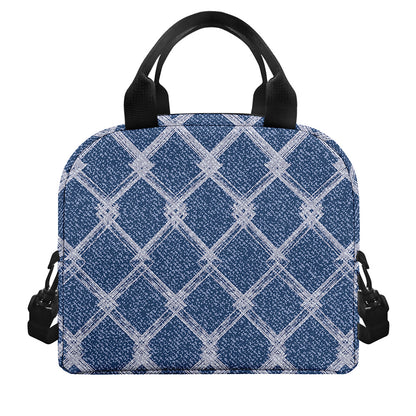 Geometric Denim Jeans Pattern Print Insulated Lunch Bag