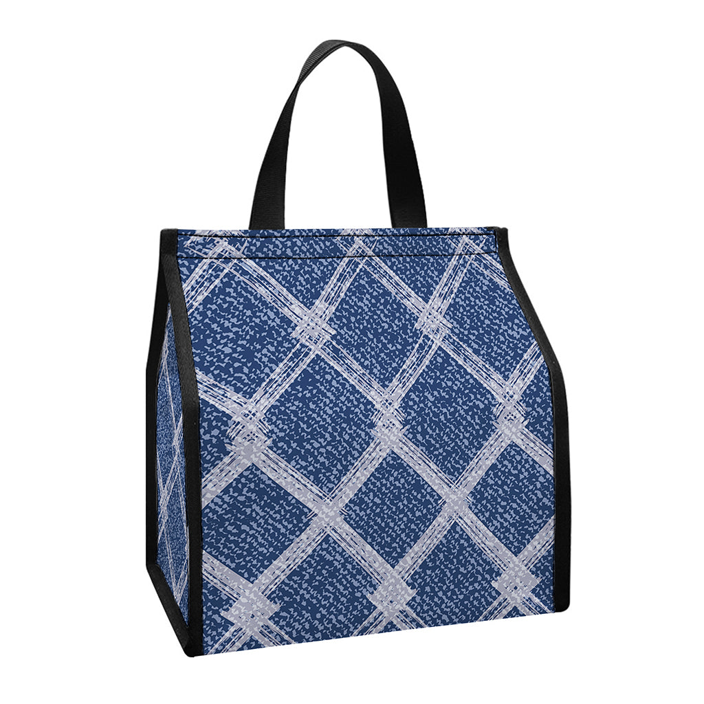 Geometric Denim Jeans Pattern Print Insulated Lunch Tote