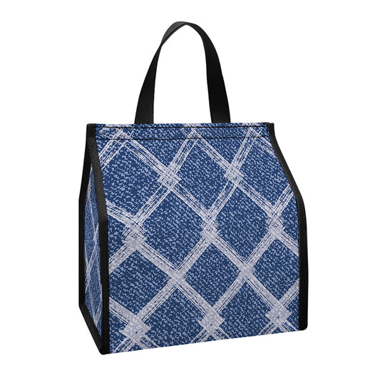 Geometric Denim Jeans Pattern Print Insulated Lunch Tote