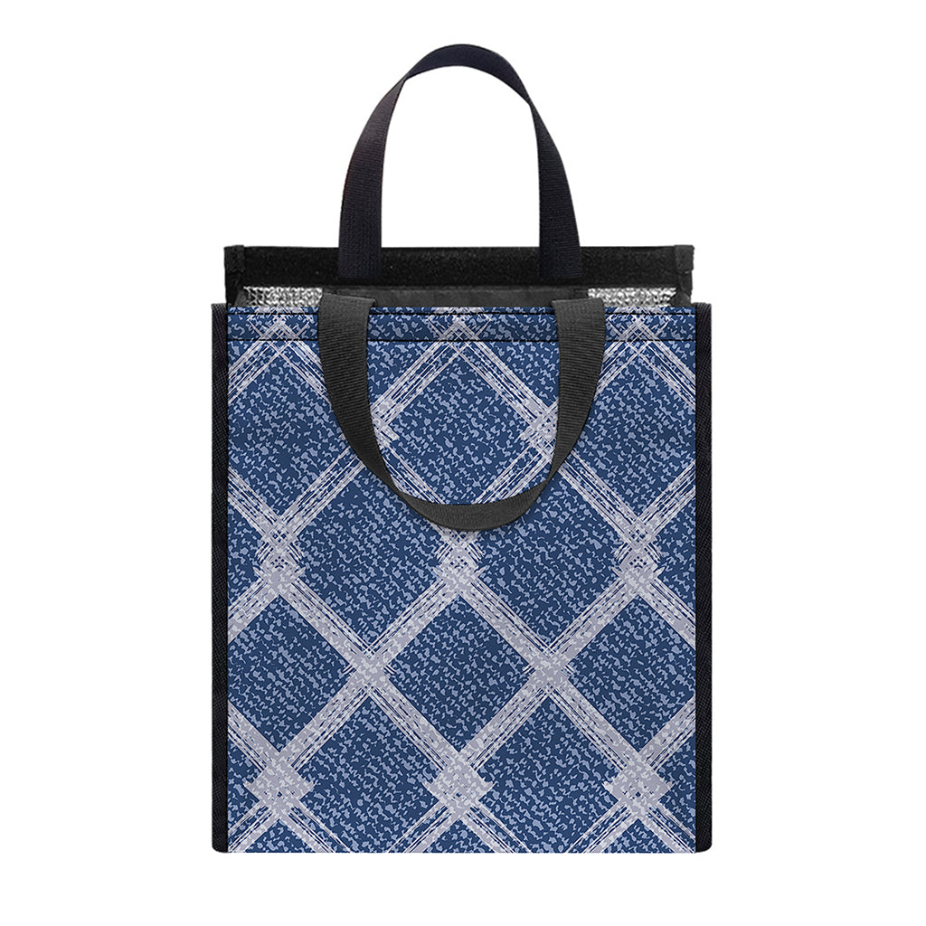 Geometric Denim Jeans Pattern Print Insulated Lunch Tote