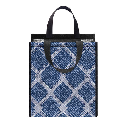 Geometric Denim Jeans Pattern Print Insulated Lunch Tote