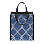 Geometric Denim Jeans Pattern Print Insulated Lunch Tote