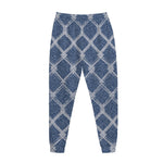 Geometric Denim Jeans Pattern Print Jogger Pants