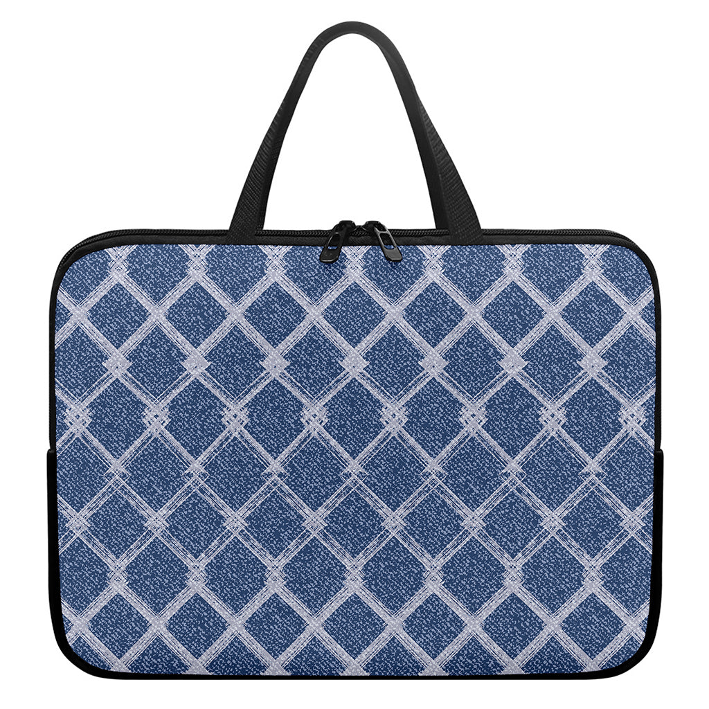 Geometric Denim Jeans Pattern Print Laptop Sleeve With Handle