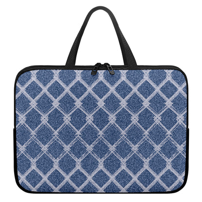Geometric Denim Jeans Pattern Print Laptop Sleeve With Handle