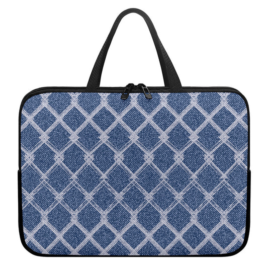 Geometric Denim Jeans Pattern Print Laptop Sleeve With Handle