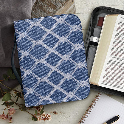 Geometric Denim Jeans Pattern Print Leather Bible Cover