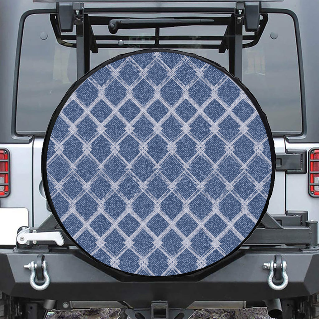 Geometric Denim Jeans Pattern Print Leather Spare Tire Cover