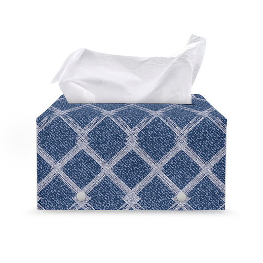 Geometric Denim Jeans Pattern Print Leather Tissue Box Cover