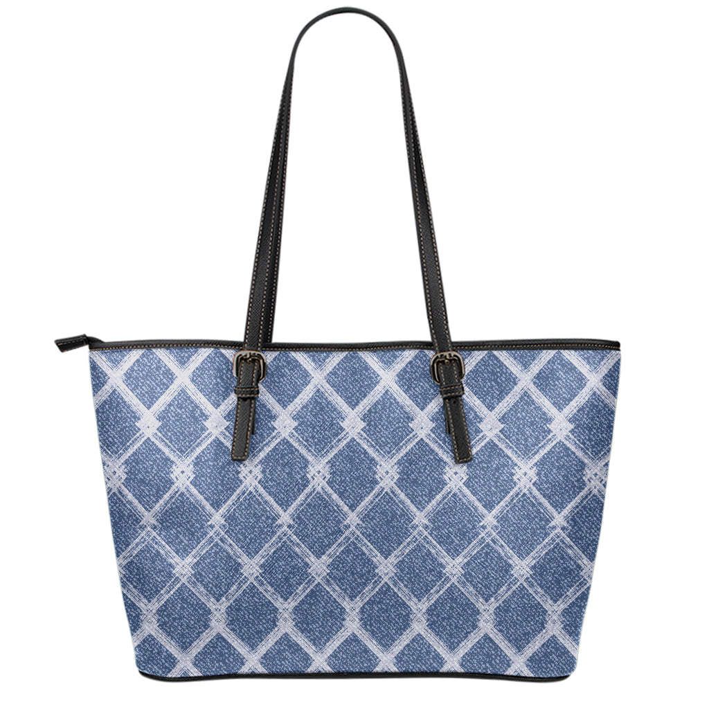 Geometric Denim Jeans Pattern Print Leather Tote Bag