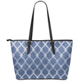 Geometric Denim Jeans Pattern Print Leather Tote Bag With Zipper