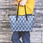 Geometric Denim Jeans Pattern Print Leather Tote Bag