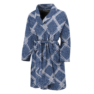 Geometric Denim Jeans Pattern Print Men's Bathrobe