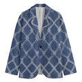 Geometric Denim Jeans Pattern Print Men's Blazer