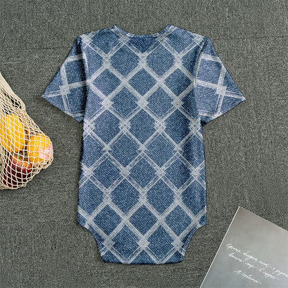 Geometric Denim Jeans Pattern Print Men's Bodysuit