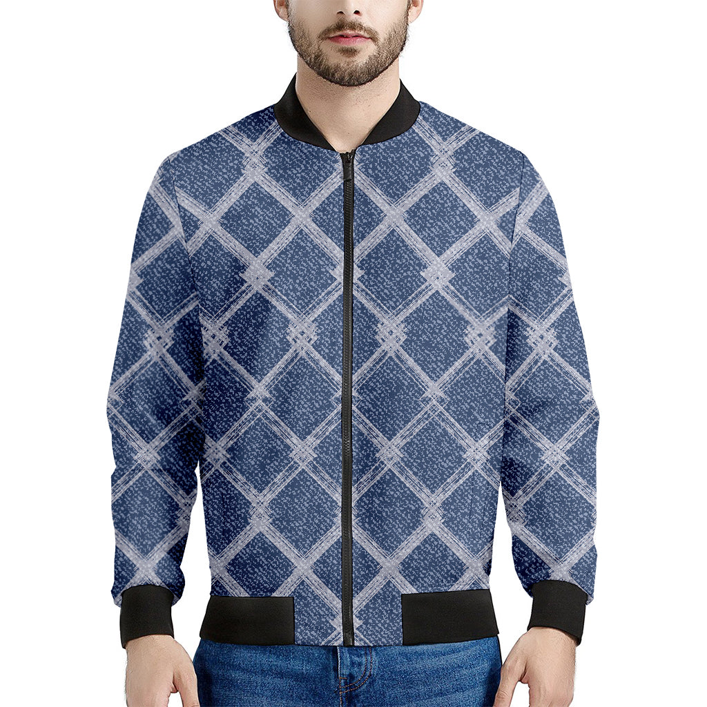 Geometric Denim Jeans Pattern Print Men's Bomber Jacket