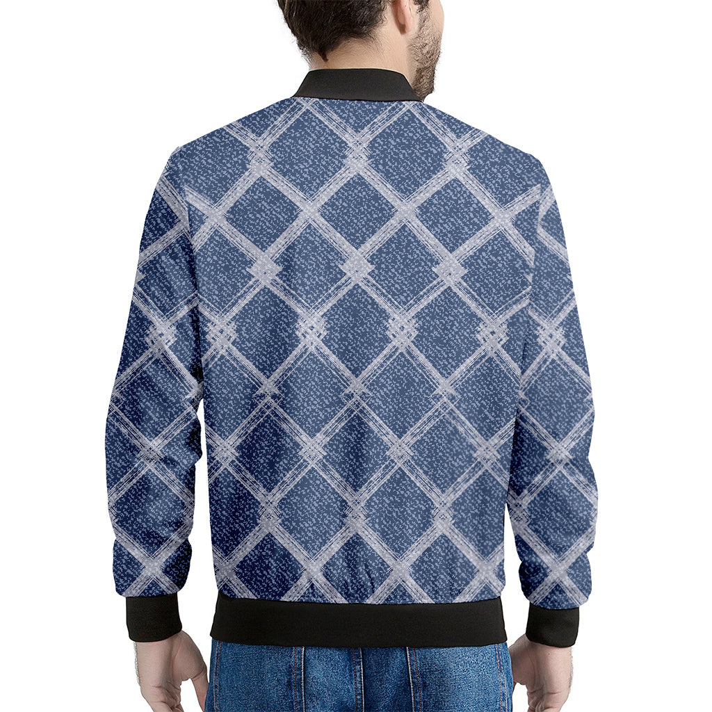 Geometric Denim Jeans Pattern Print Men's Bomber Jacket