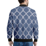 Geometric Denim Jeans Pattern Print Men's Bomber Jacket