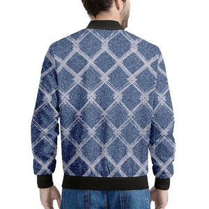 Geometric Denim Jeans Pattern Print Men's Bomber Jacket