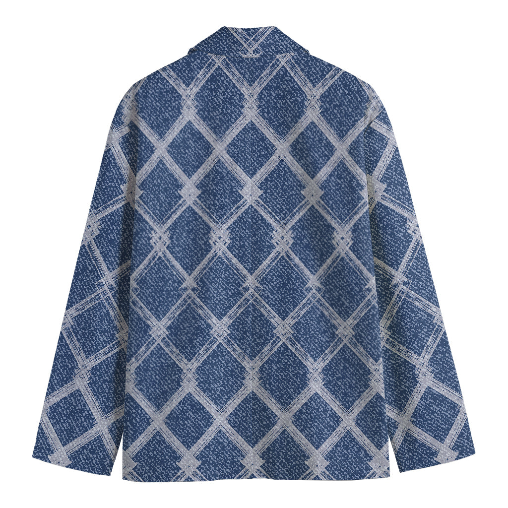 Geometric Denim Jeans Pattern Print Men's Cotton Blazer