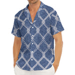 Geometric Denim Jeans Pattern Print Men's Deep V-Neck Shirt