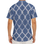 Geometric Denim Jeans Pattern Print Men's Deep V-Neck Shirt