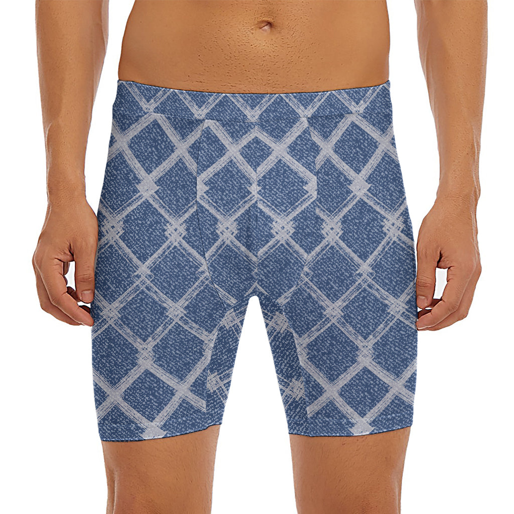 Geometric Denim Jeans Pattern Print Men's Long Boxer Briefs