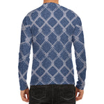 Geometric Denim Jeans Pattern Print Men's Long Sleeve Rash Guard