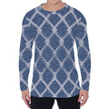 Geometric Denim Jeans Pattern Print Men's Long Sleeve T-Shirt