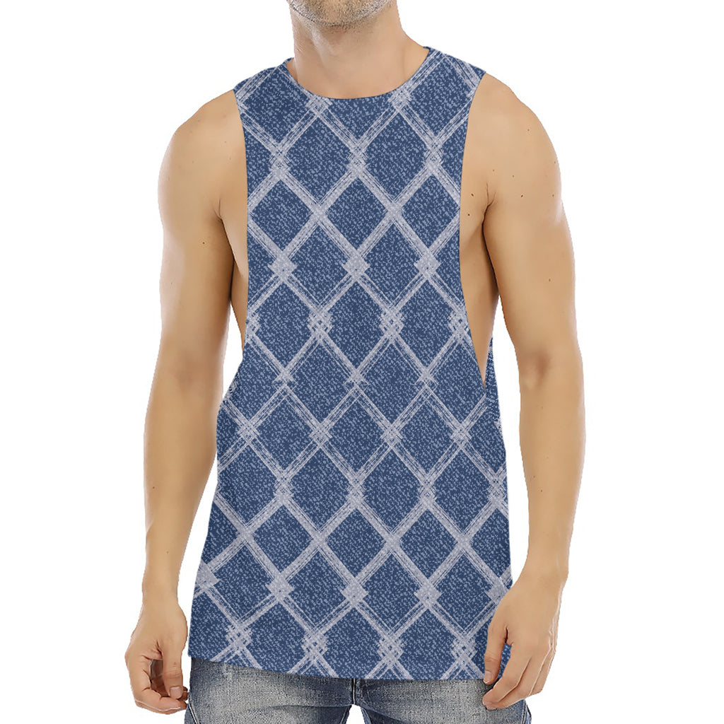 Geometric Denim Jeans Pattern Print Men's Muscle Tank Top