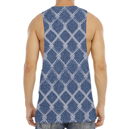 Geometric Denim Jeans Pattern Print Men's Muscle Tank Top