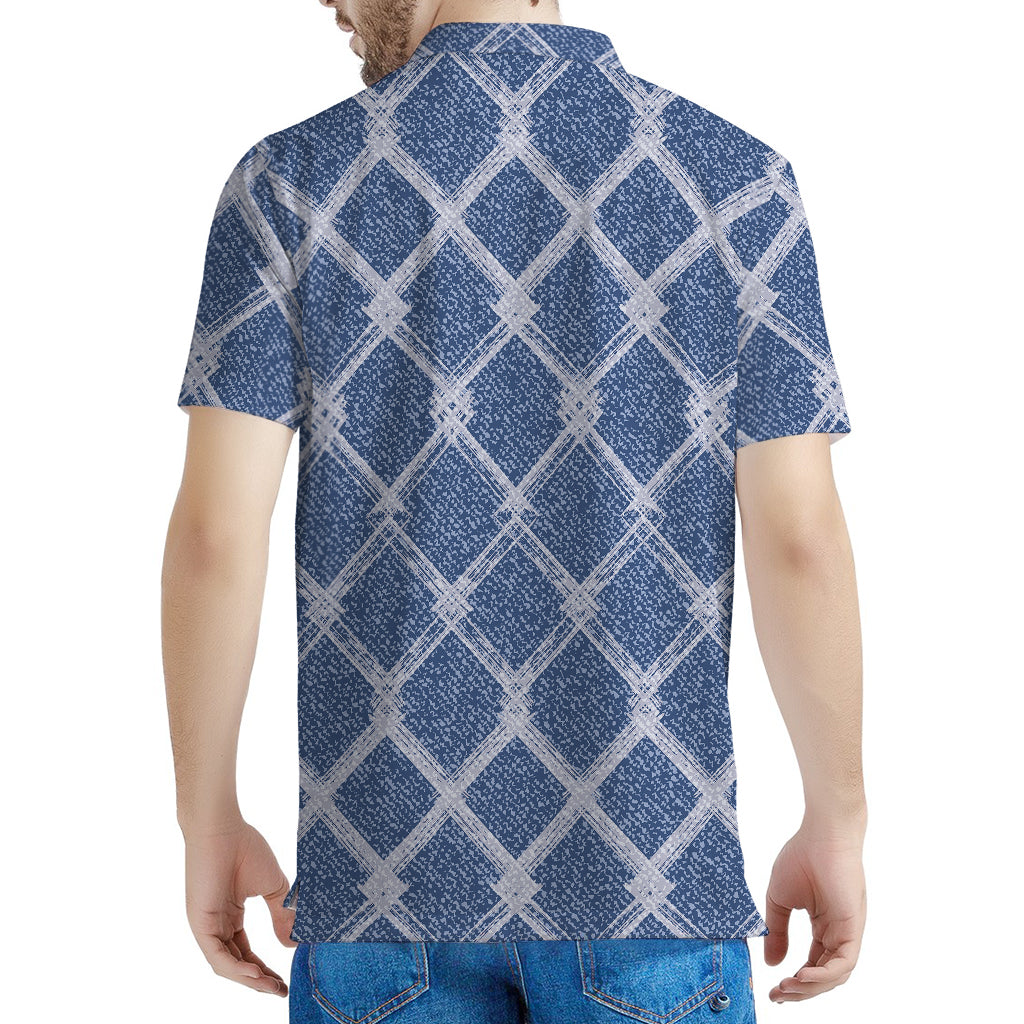 Geometric Denim Jeans Pattern Print Men's Polo Shirt