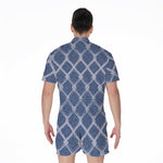Geometric Denim Jeans Pattern Print Men's Rompers