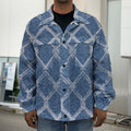 Geometric Denim Jeans Pattern Print Men's Shirt Jacket