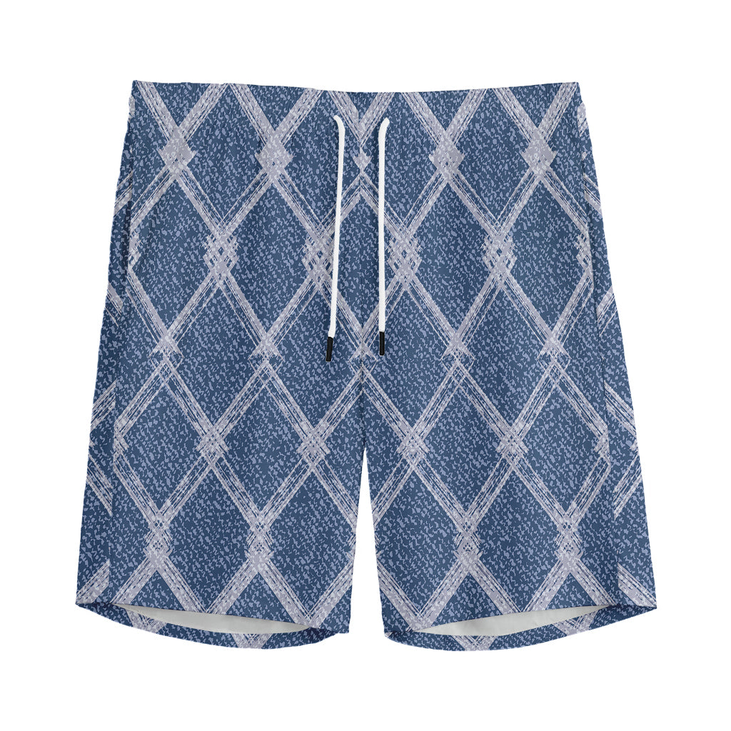 Geometric Denim Jeans Pattern Print Men's Sports Shorts