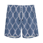 Geometric Denim Jeans Pattern Print Men's Sports Shorts