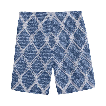 Geometric Denim Jeans Pattern Print Men's Sports Shorts