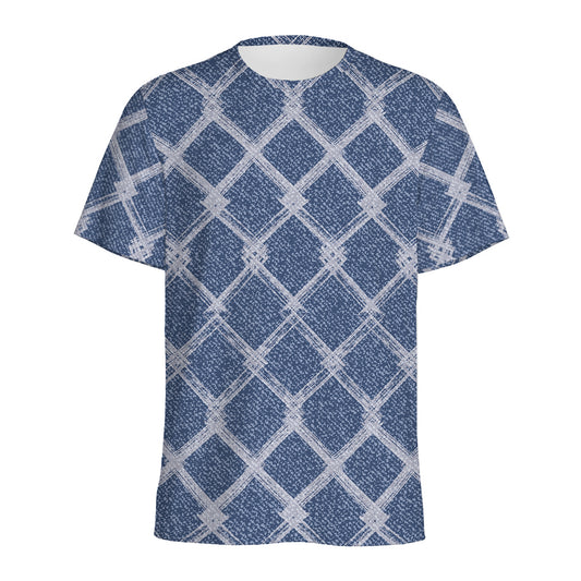 Geometric Denim Jeans Pattern Print Men's Sports T-Shirt