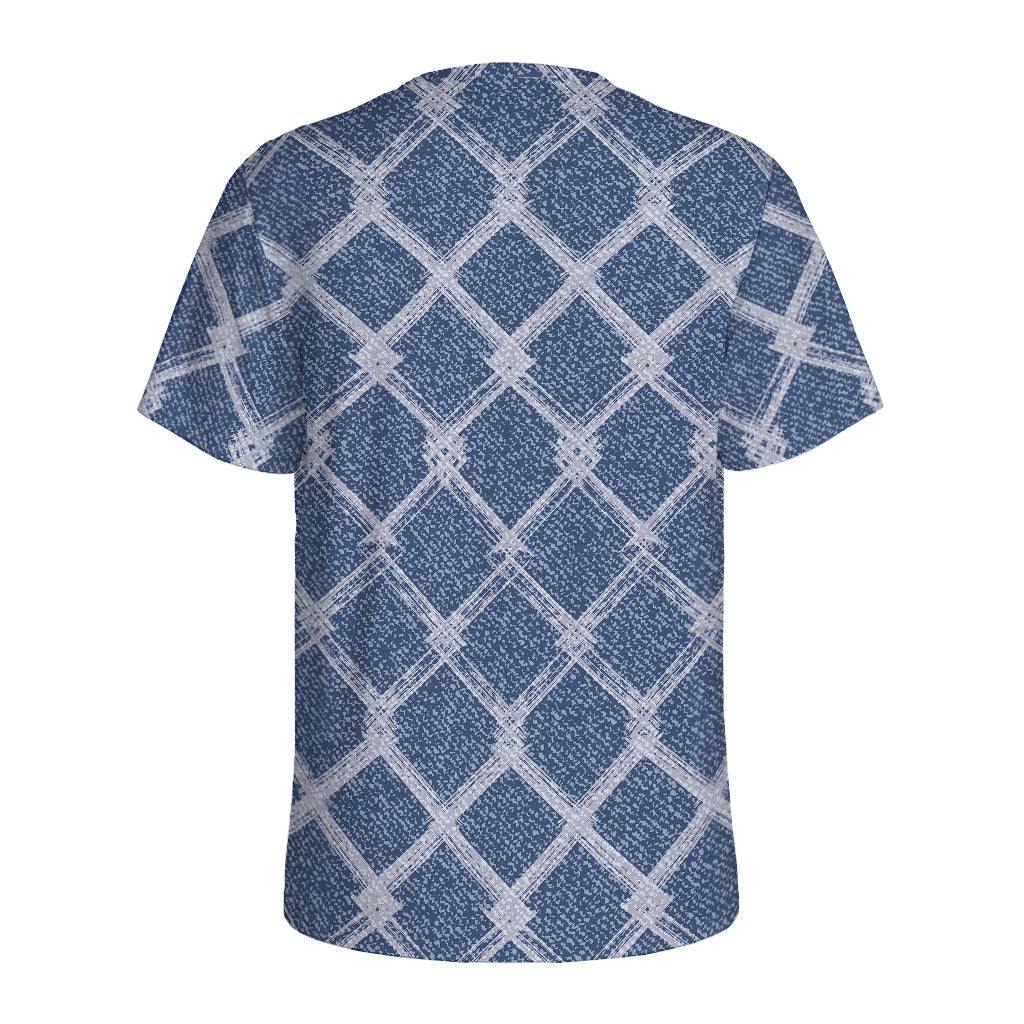 Geometric Denim Jeans Pattern Print Men's Sports T-Shirt
