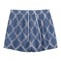 Geometric Denim Jeans Pattern Print Mesh Shorts