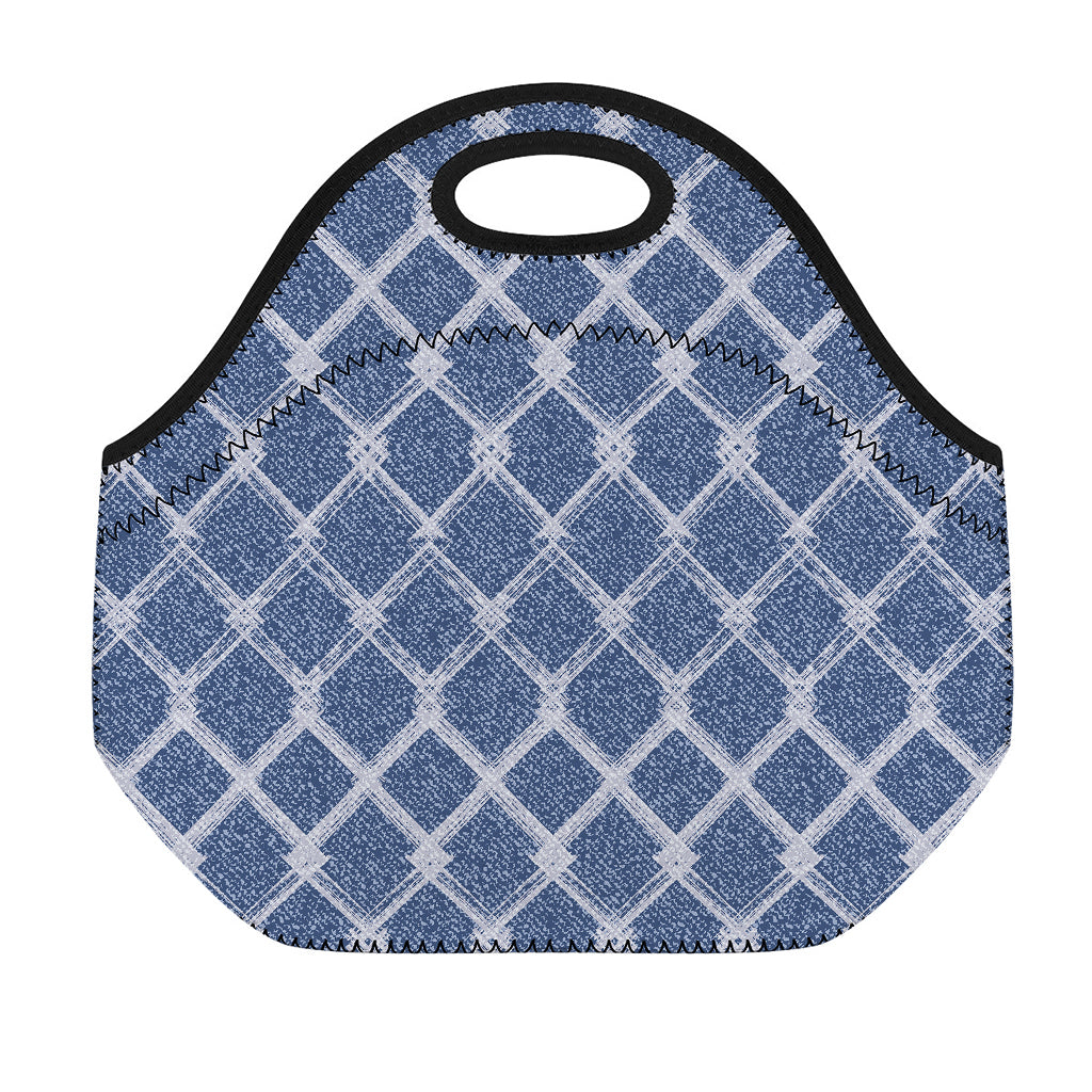 Geometric Denim Jeans Pattern Print Neoprene Lunch Bag