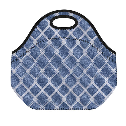 Geometric Denim Jeans Pattern Print Neoprene Lunch Bag