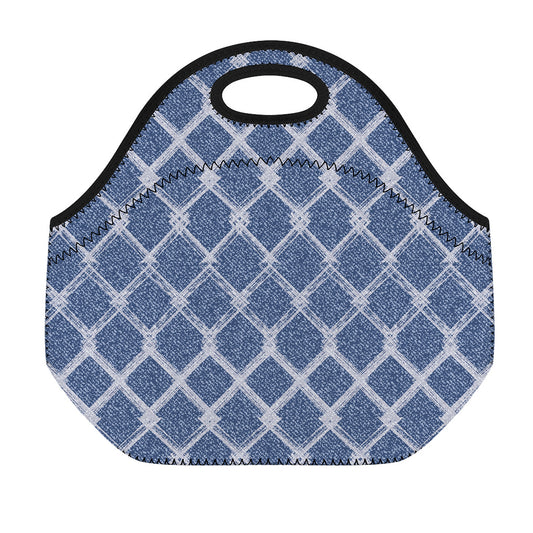 Geometric Denim Jeans Pattern Print Neoprene Lunch Bag