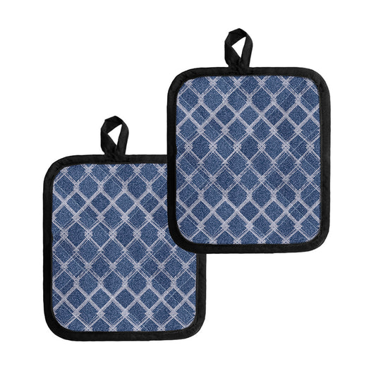 Geometric Denim Jeans Pattern Print Pot Holders